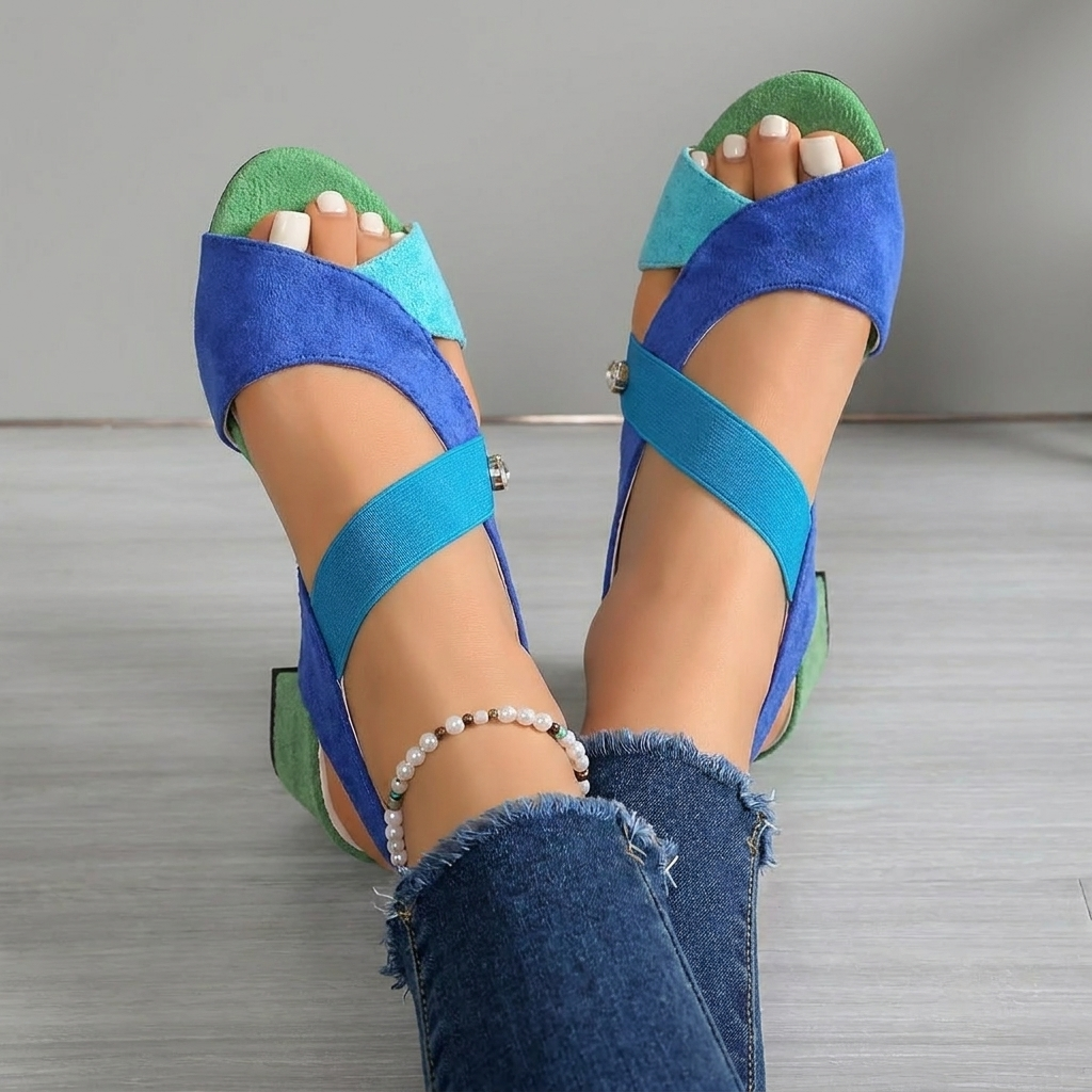 Elowen | Colour-Block Block Heel Sandals