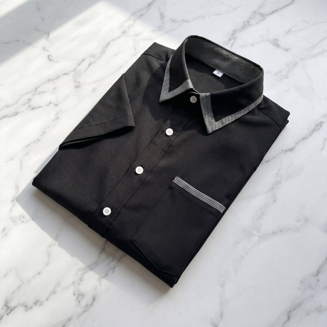 Ashford | Men's Contrast Check Collar Short Sleeve Shirt