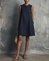 Audrey | Sleeveless A-Line Mini Dress with Statement Buttons