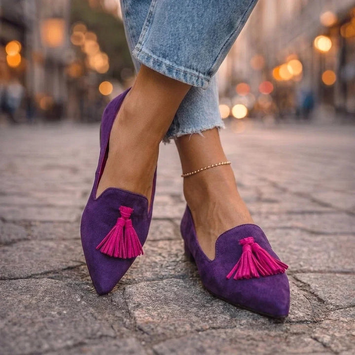 Elinor | Pointed Tassel Ballet Flats