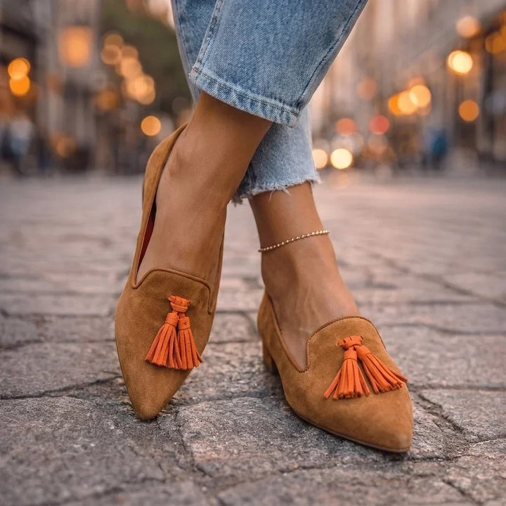 Elinor | Pointed Tassel Ballet Flats
