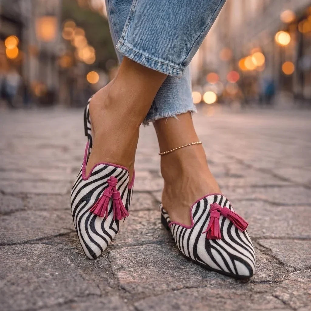 Penelope | Pointed-Toe Tassel Mules