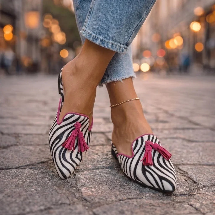 Penelope | Pointed-Toe Tassel Mules