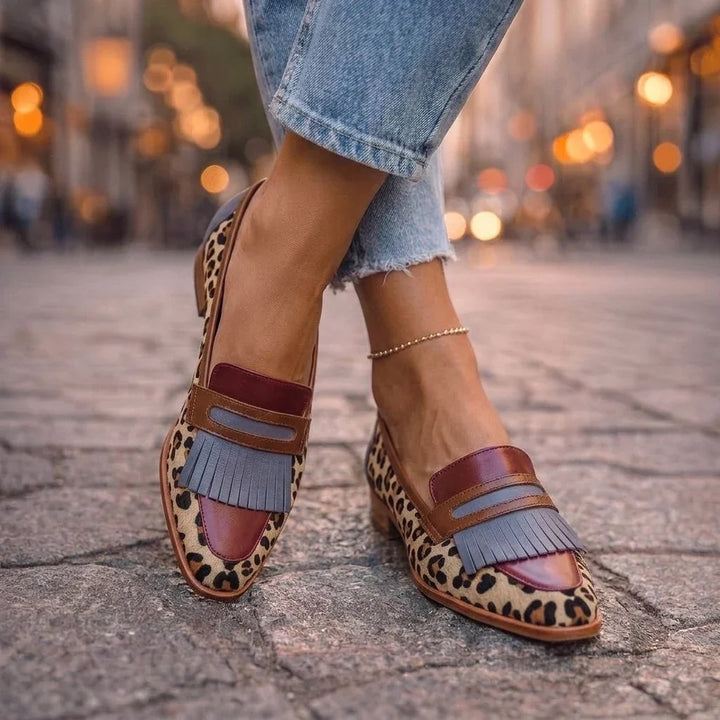 Gwen | Fringed Colour-Block Loafers