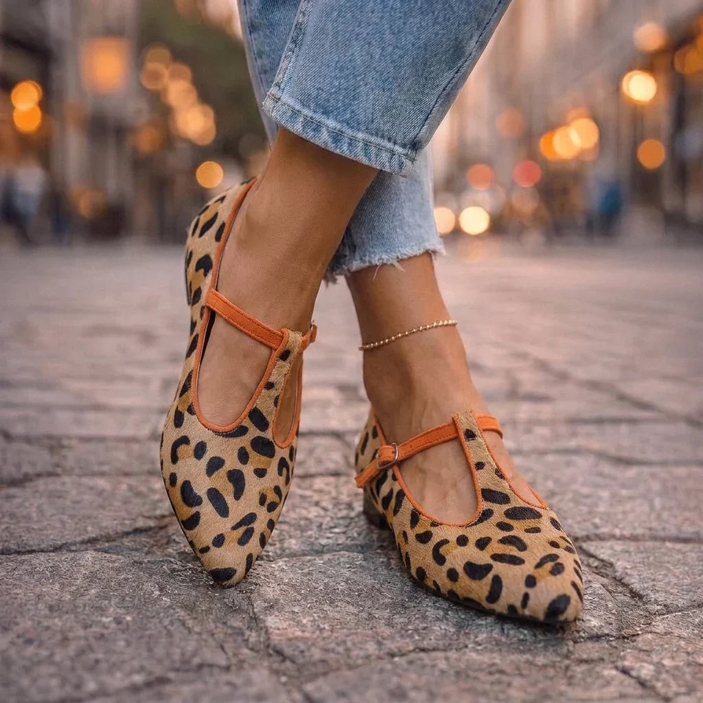 Matilda | Pointed T-Bar Buckle Flats