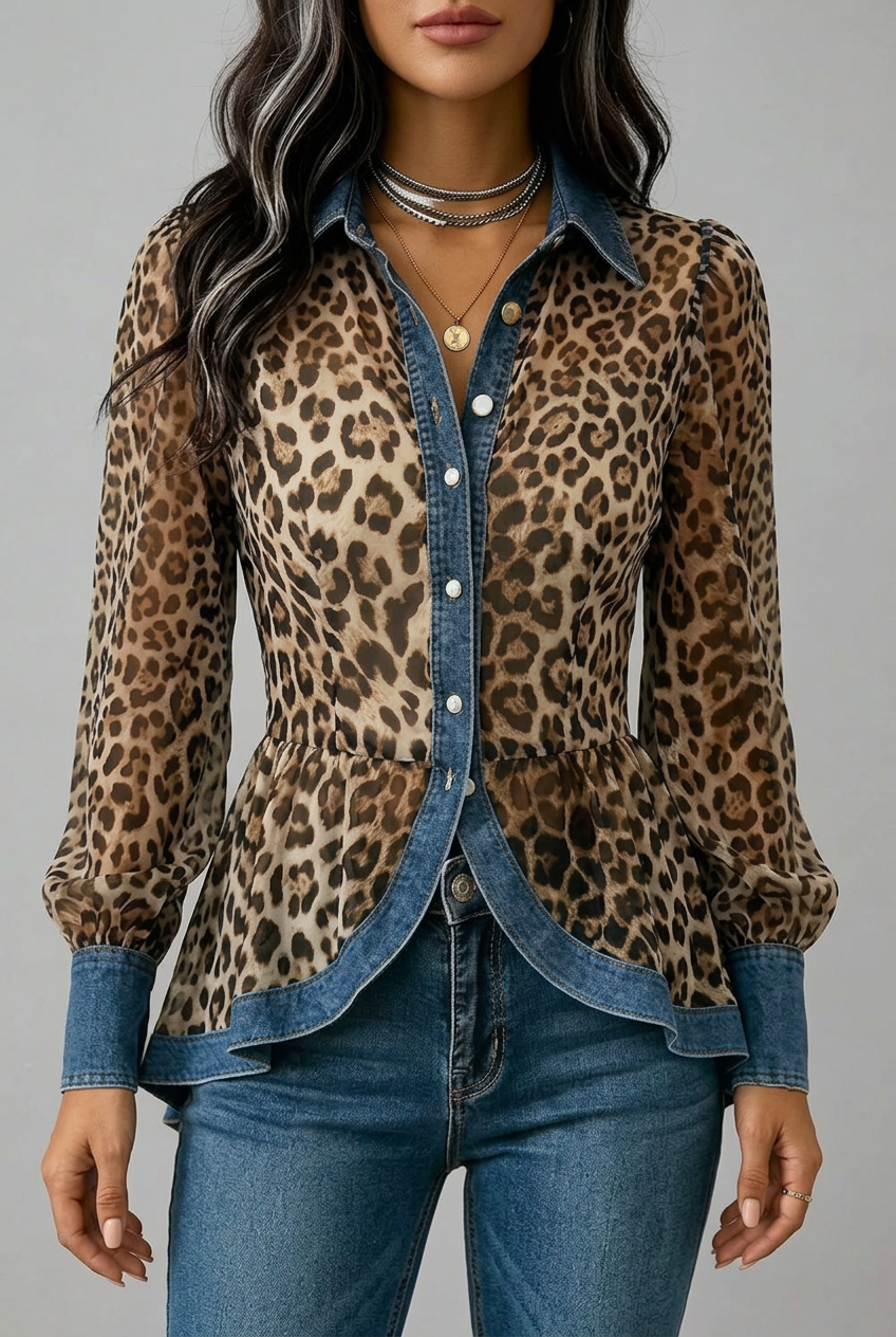 Vivien | Leopard-Print Peplum Blouse