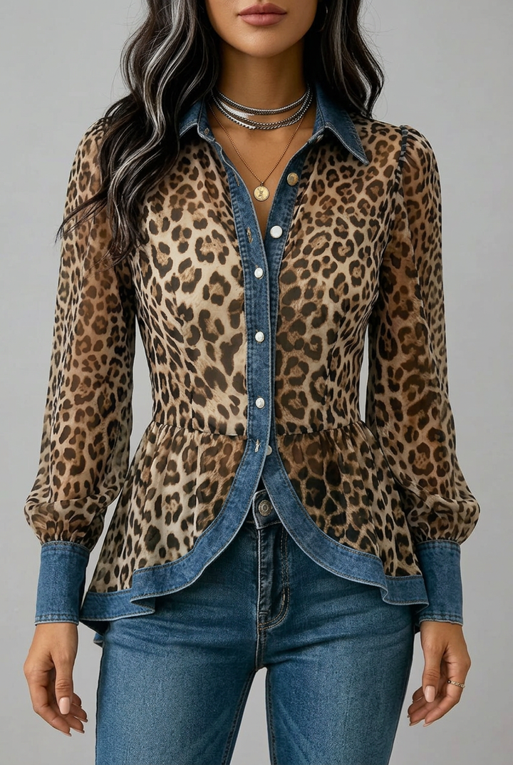 Vivien | Leopard-Print Peplum Blouse