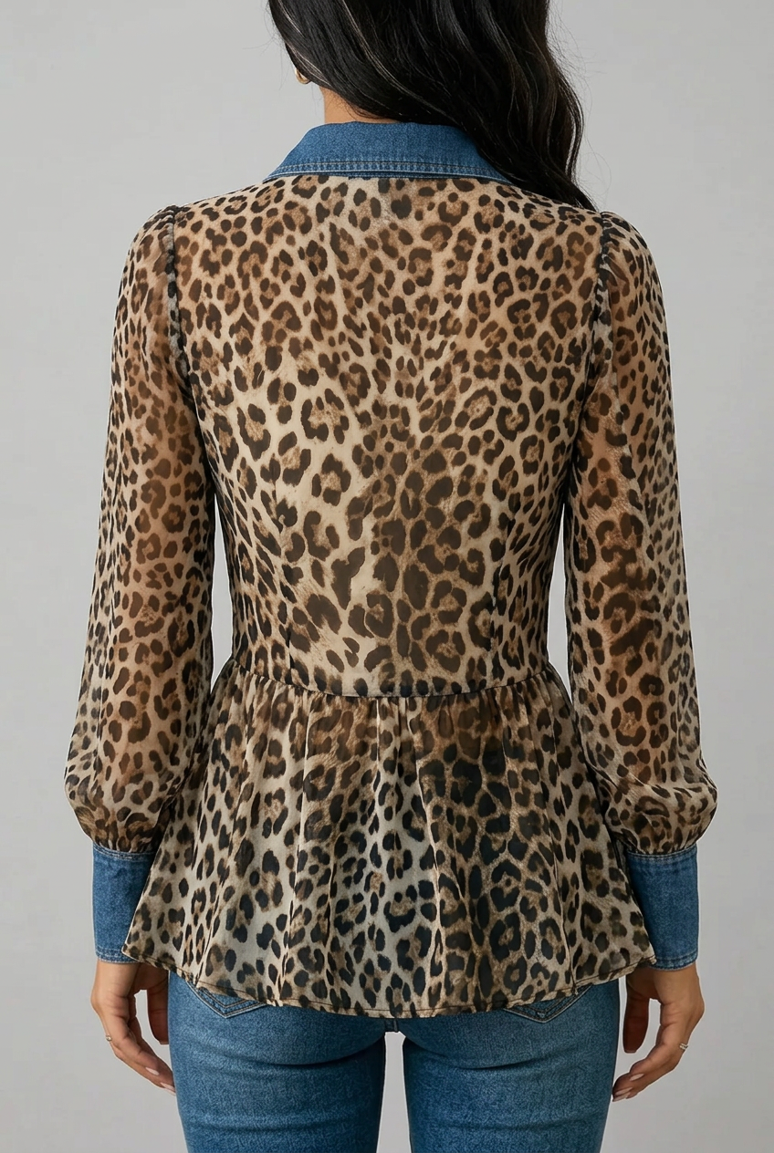Vivien | Leopard-Print Peplum Blouse