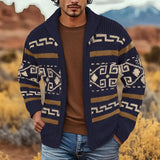 Rhett | Patterned Rolled-Collar Zip Cardigan
