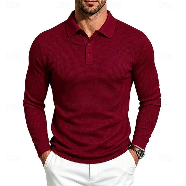 Damon | Textured Long-Sleeve Polo Shirt