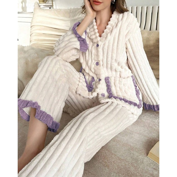 Adelina | Cozy Ruffle-Trim Two-Piece Set