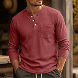 Nolan | Ribbed Long-Sleeve Henley Shirt