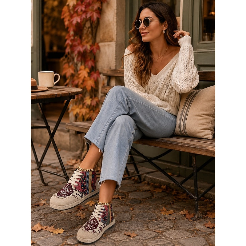 Rosina | Boho Lace-Up Sneakers