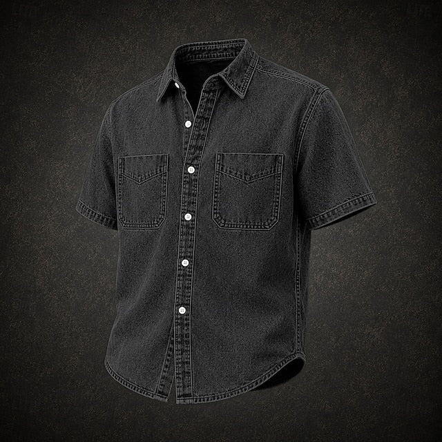 Gideon | Men's Washed Denim Short Sleeve Shirt
