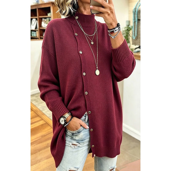 Sharon | Longline Buttoned Turtleneck Cardigan