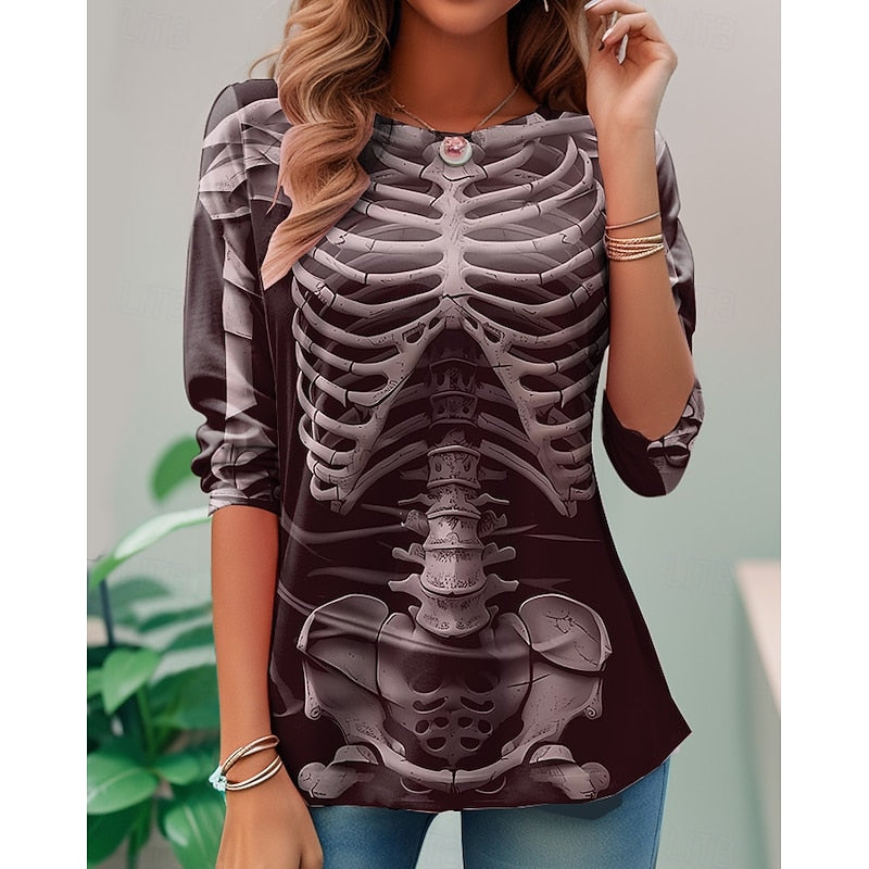 Selma | Skeleton Halloween Long Sleeve Top