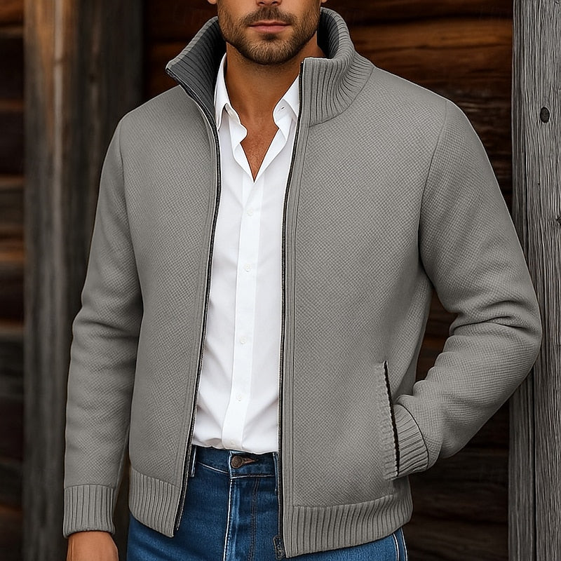 Nathaniel | Refined Stand-Collar Cardigan