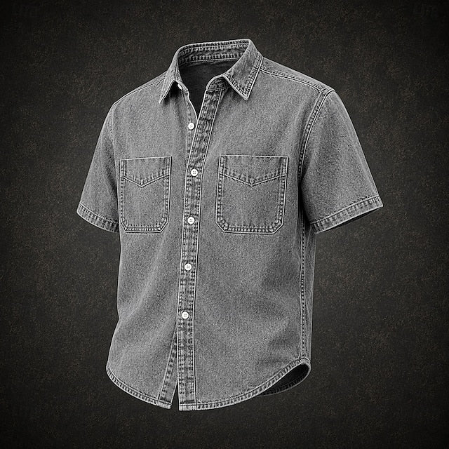Gideon | Men's Washed Denim Short Sleeve Shirt