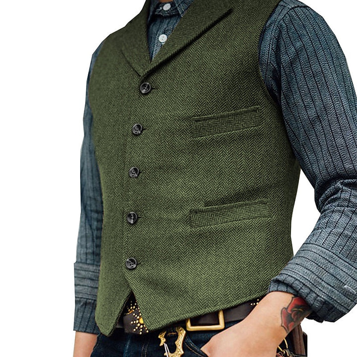 Beckett | Herringbone Single-Breasted Vest