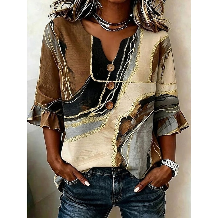Odette | Artful Print V-Neck Blouse