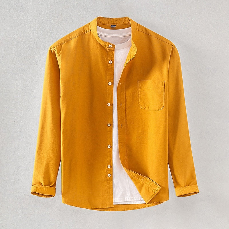 Nathan | Mandarin Collar Long-Sleeve Shirt