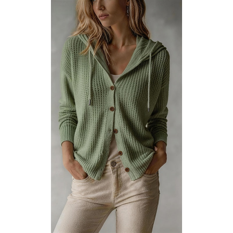 Iris | Hooded Button-Front Cardigan