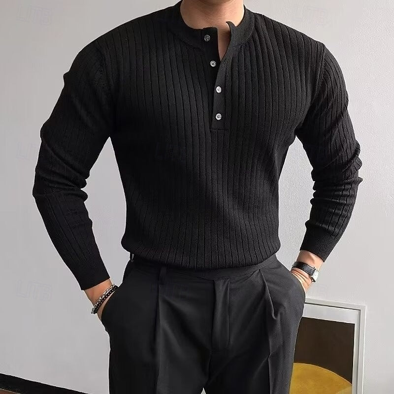 Reid | Ribbed Henley Sweater