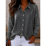 Eloise | Shimmer-Sleeve Button-Up Shirt