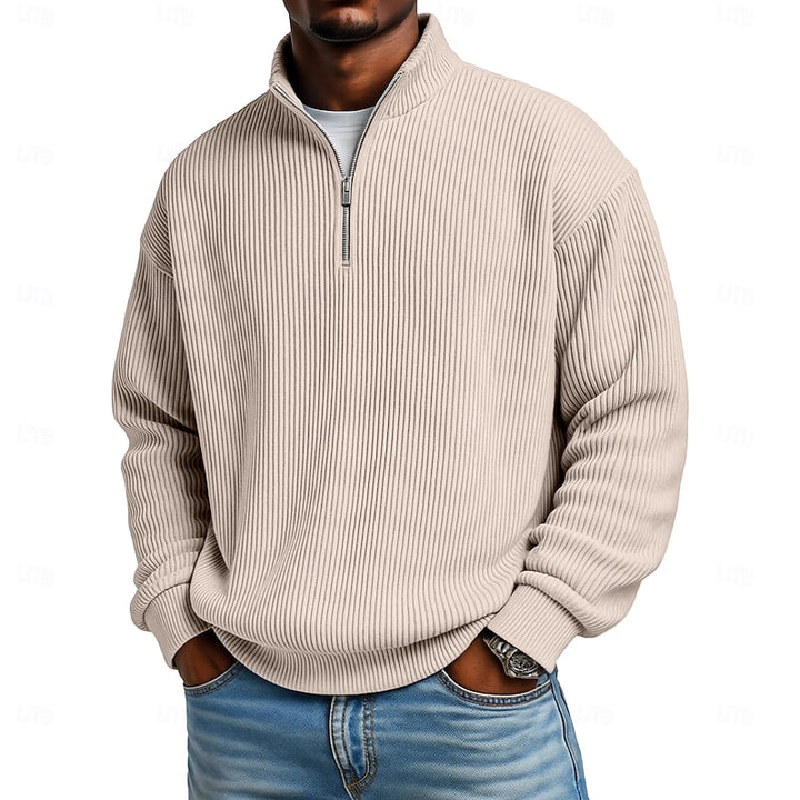 Garrett | Ribbed Stand-Collar Quarter-Zip Pullover