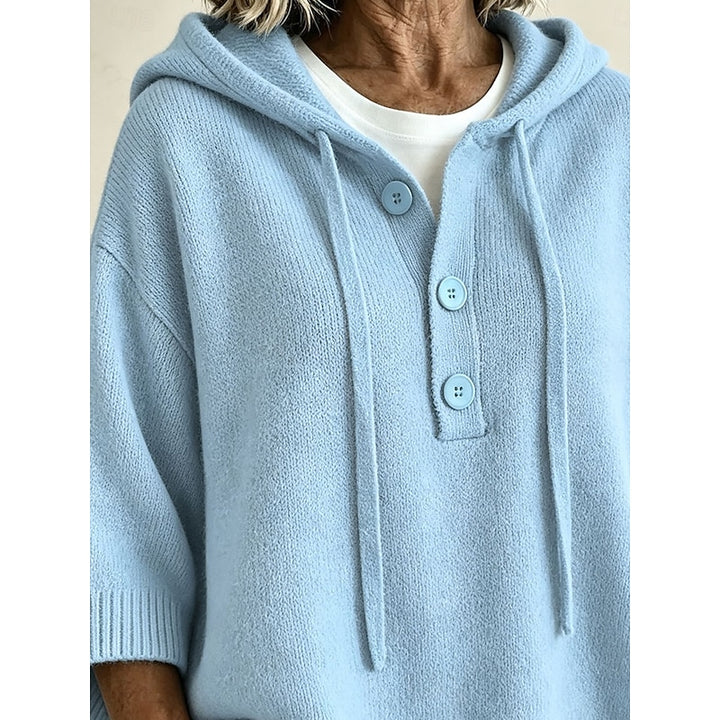 Marina | Relaxed Hooded Button Pullover