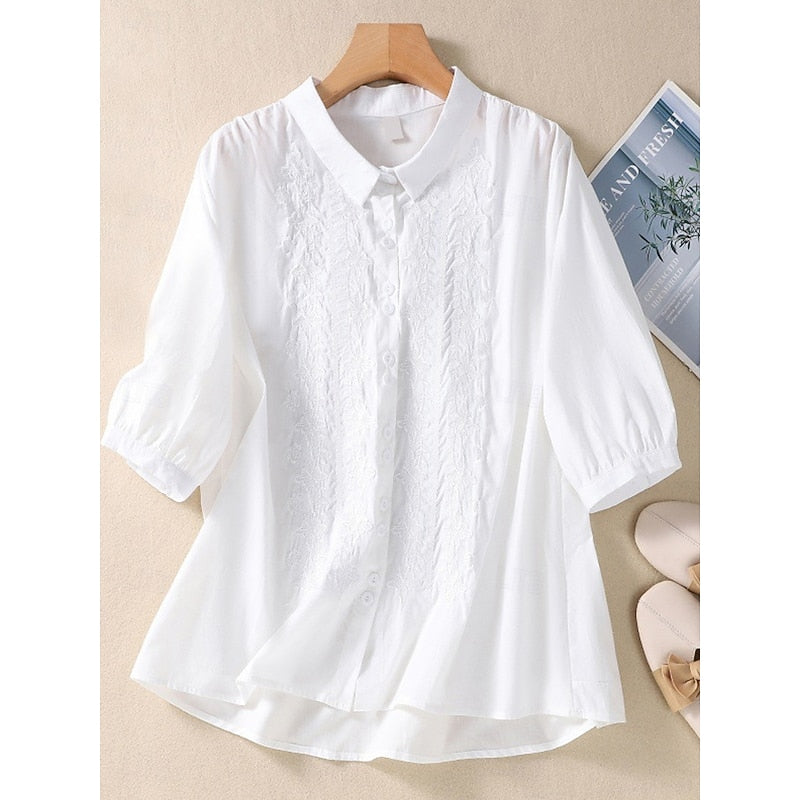 Georgia | Embroidered Peter Pan Collar Blouse