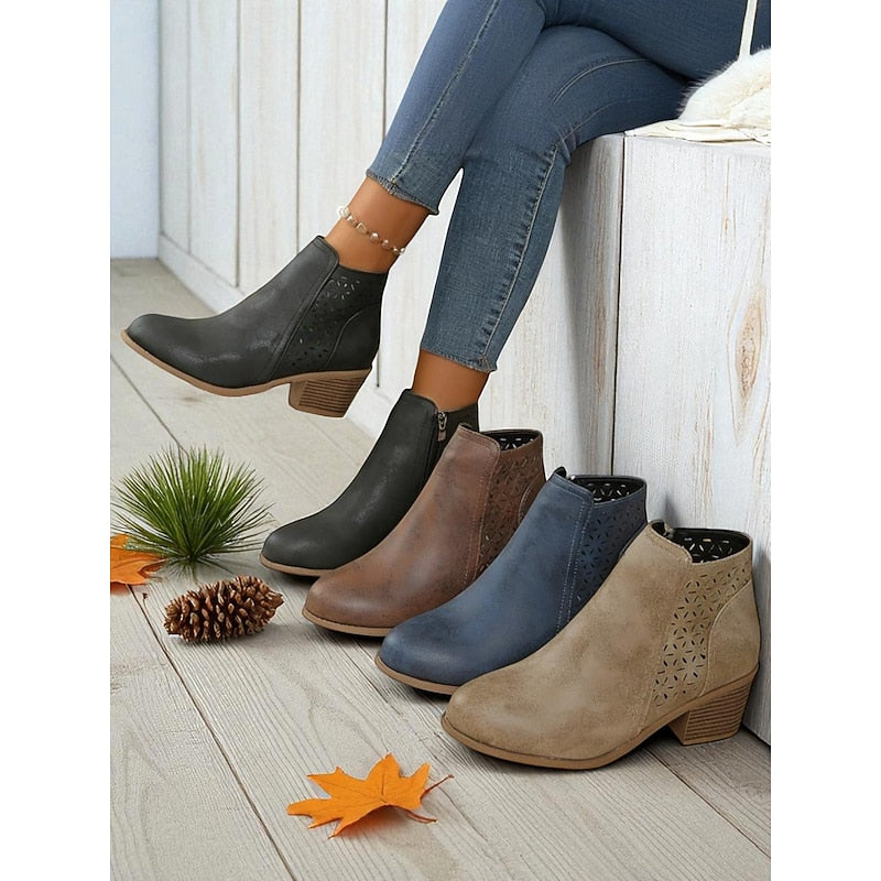 Marcella | Cutout Block-Heel Ankle Boots