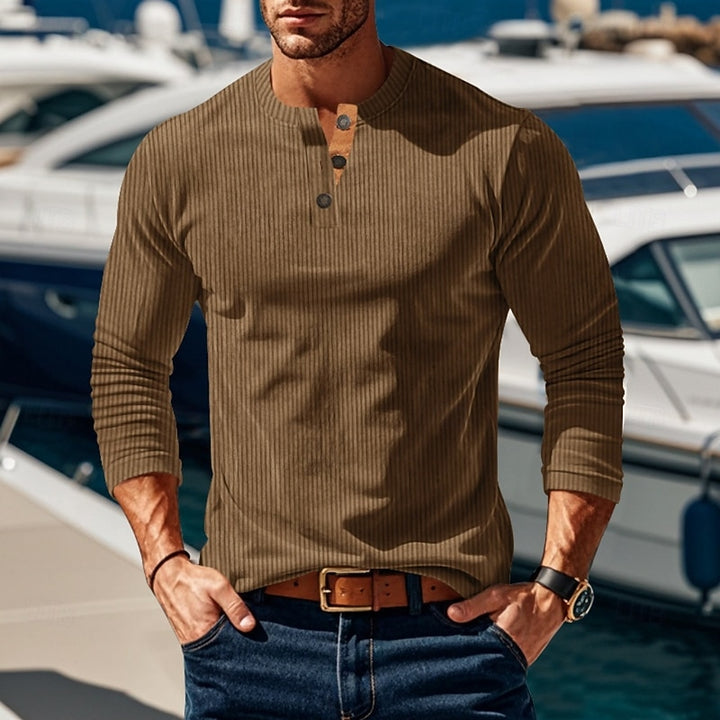 Grayson | Ribbed Long-Sleeve Henley Shirt