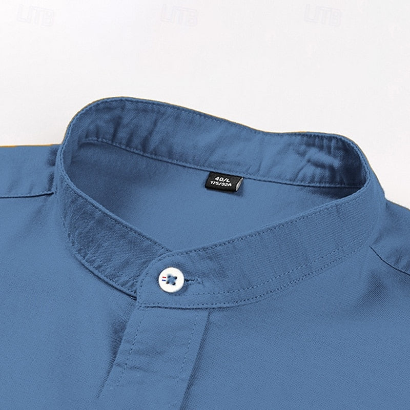 Nathan | Mandarin Collar Long-Sleeve Shirt