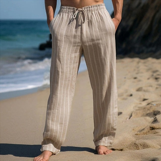 Antonio | Men's Striped Linen Trousers