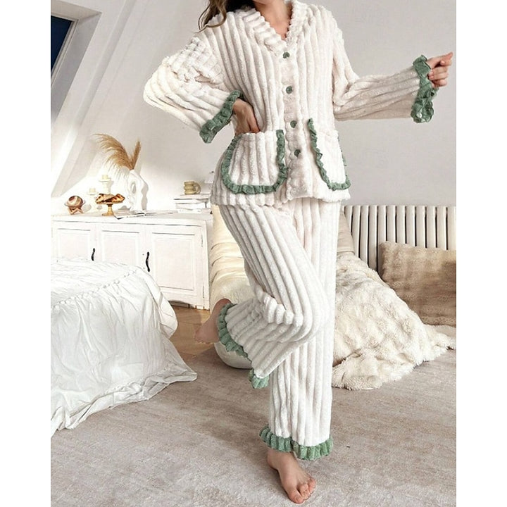 Adelina | Cozy Ruffle-Trim Two-Piece Set
