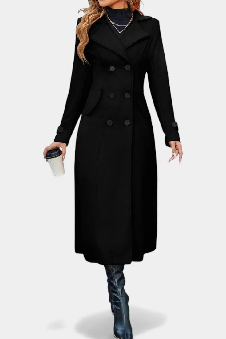 Rosemarie | Long Double-Breasted Coat with Notched Lapels