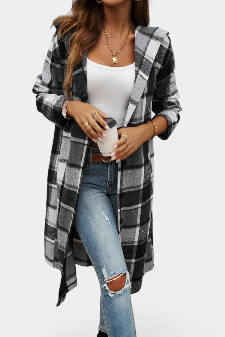 Odalys | Hooded Longline Check Coat