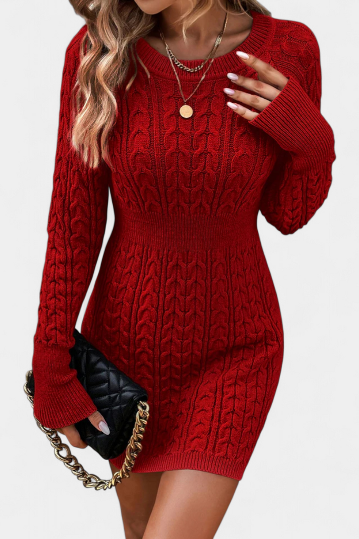 Florence | Twisted Cable-Knit Fitted Dress