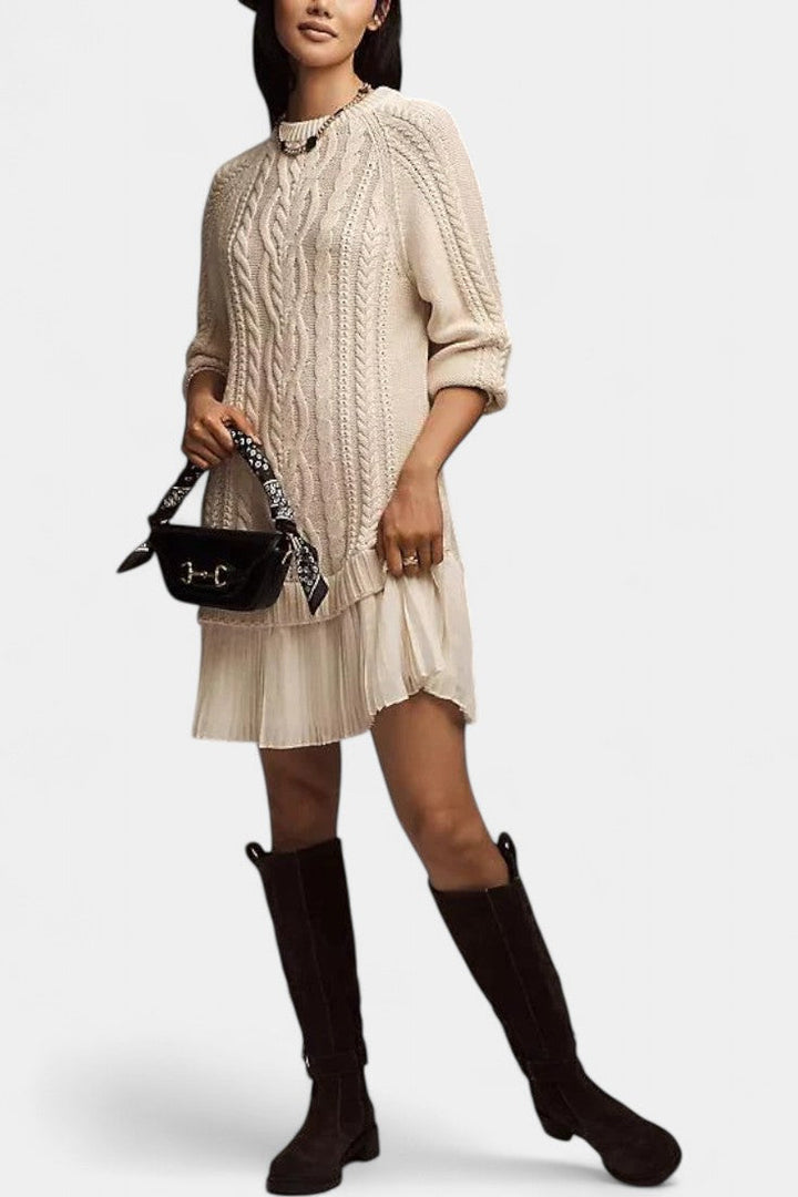 Brielle | Cable-Knit Pleated Sweater Dress