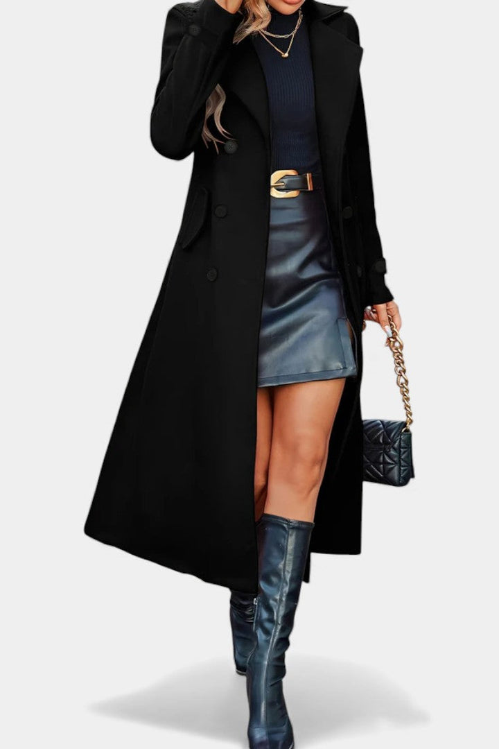 Rosemarie | Long Double-Breasted Coat with Notched Lapels