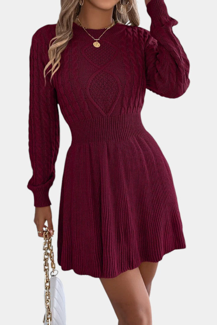 Leonora | Cable-Knit Mini Sweater Dress