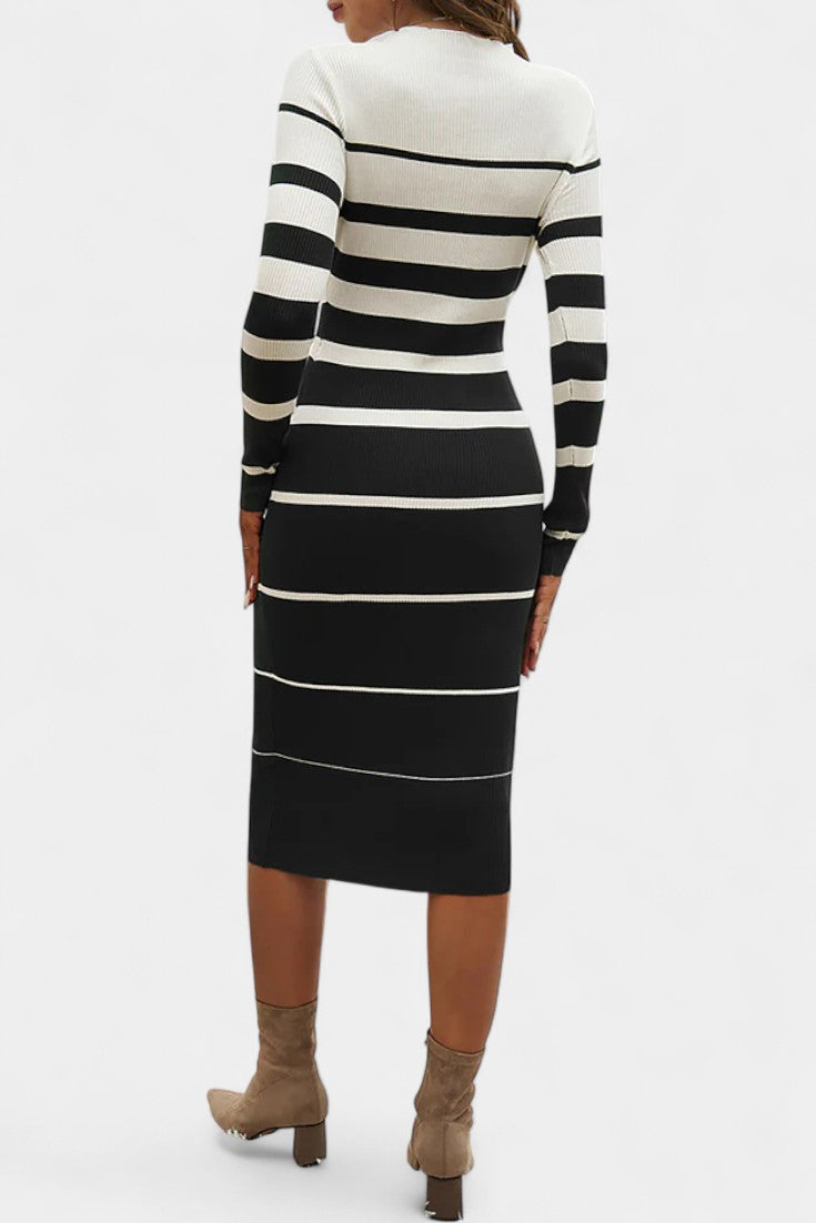 Adalyn | Striped Ribbed Midi Dress