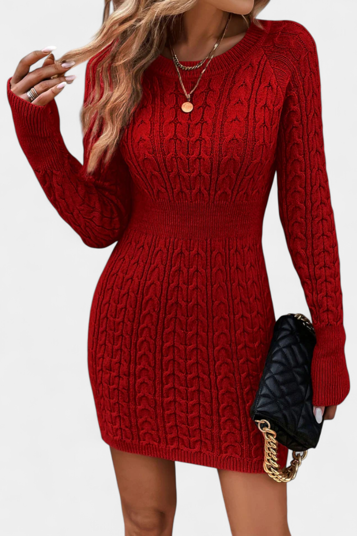 Florence | Twisted Cable-Knit Fitted Dress