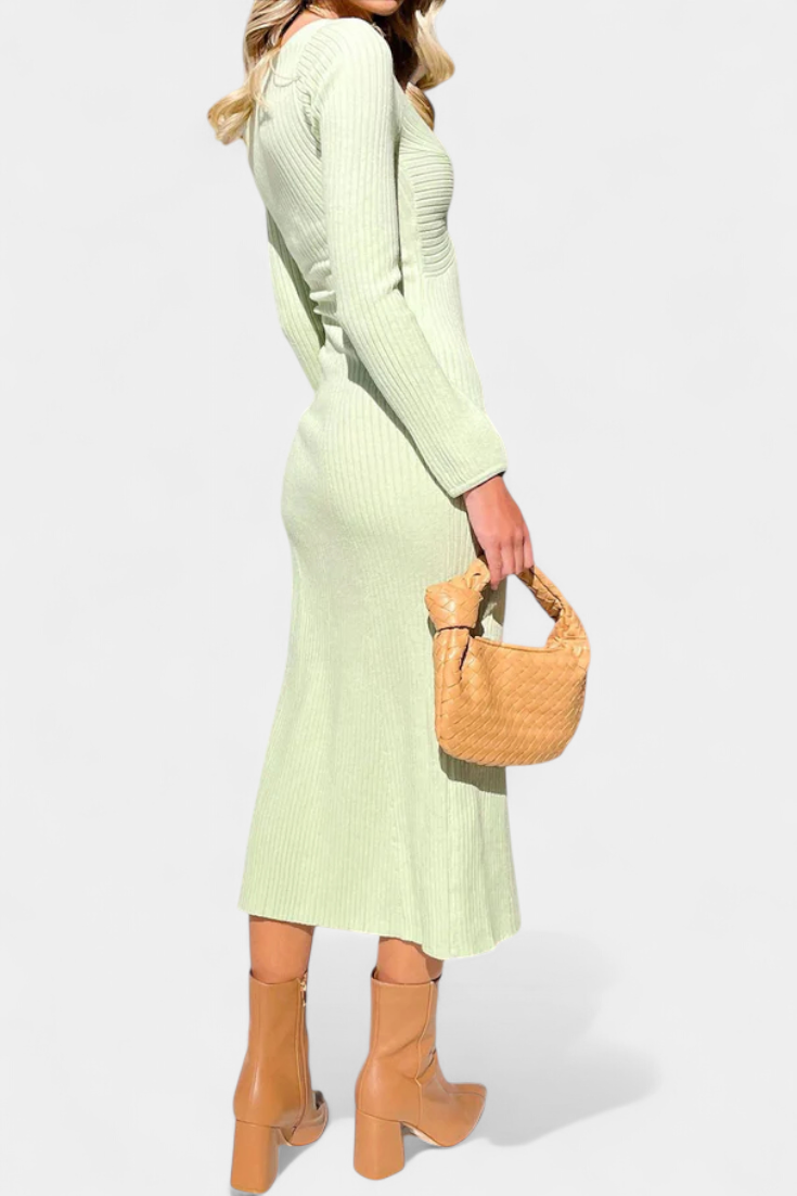 Eloise | Ruched V-Neck Long-Sleeve Fitted Dress