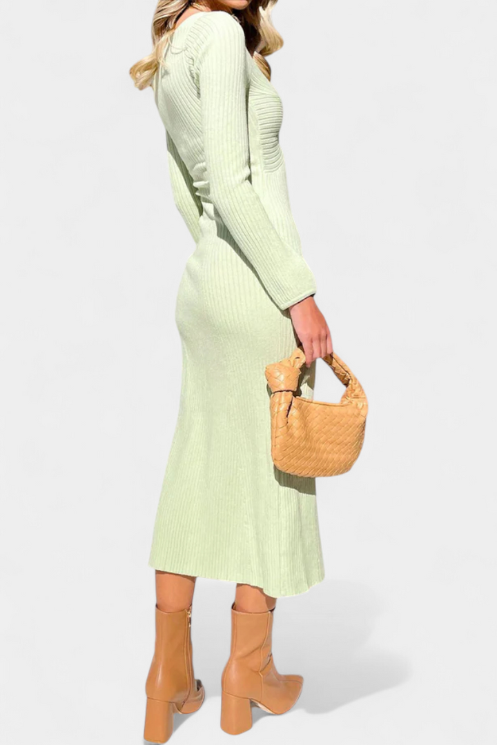 Eloise | Ruched V-Neck Long-Sleeve Fitted Dress