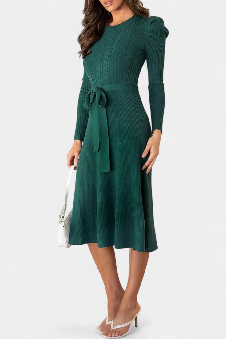 Estelle | Belted A-Line Midi Dress