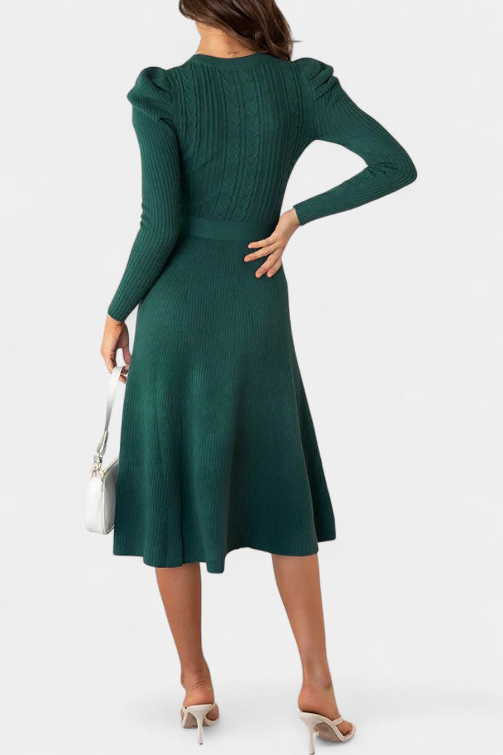 Estelle | Belted A-Line Midi Dress