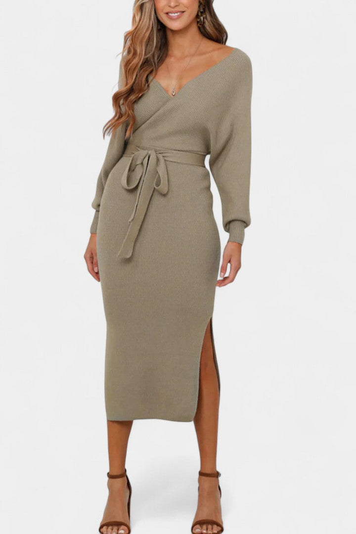 Emmeline | Backless Wrap Midi Dress