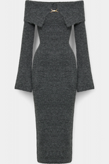 Elodie | Off-Shoulder Ribbed Midi Dress